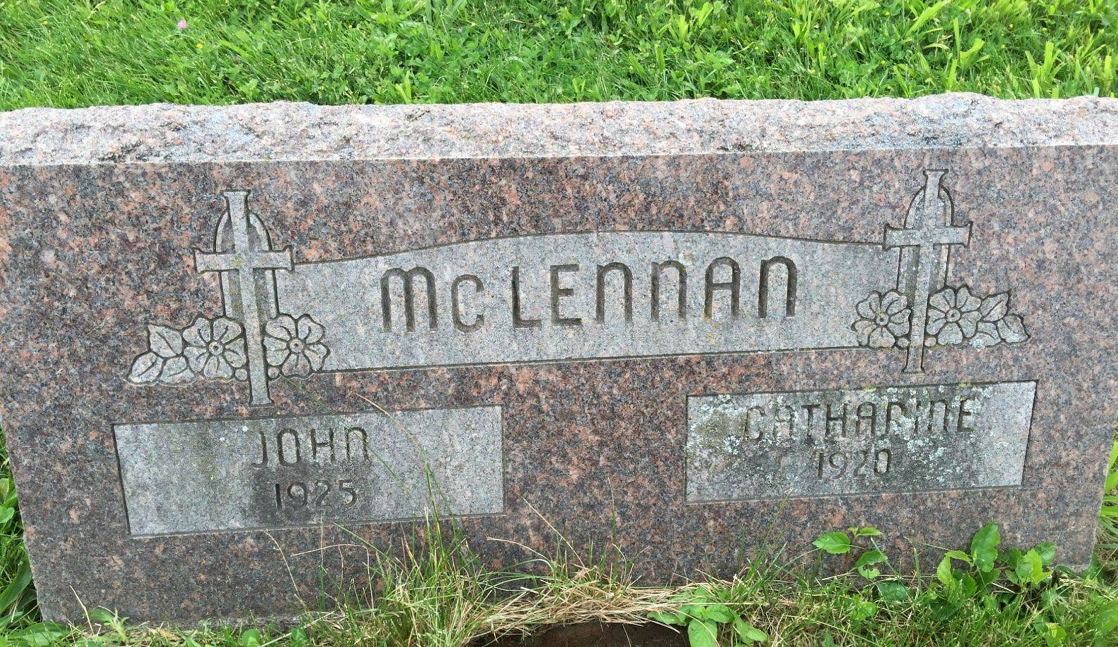 Photo of headstones/John McLennan died 1925 MI Dundee, Michigan